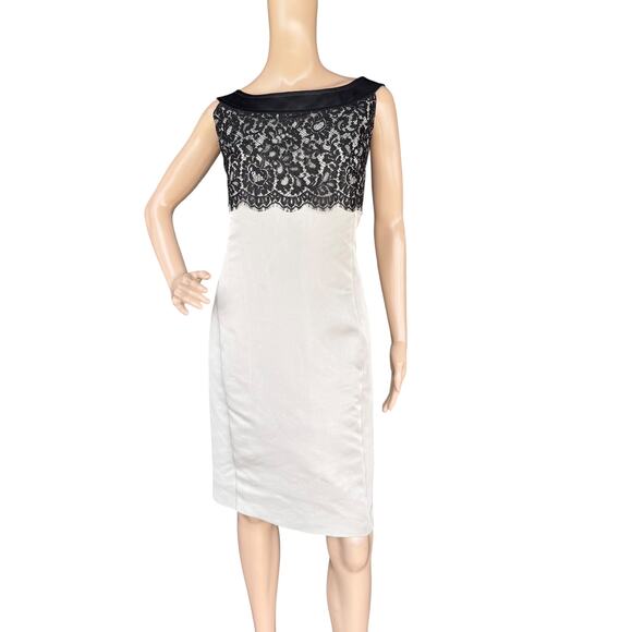 St. John Two-Tone Black & Gray Knit Sheath Dress Sz 14 Designer Evening Cocktail - Picture 3 of 12